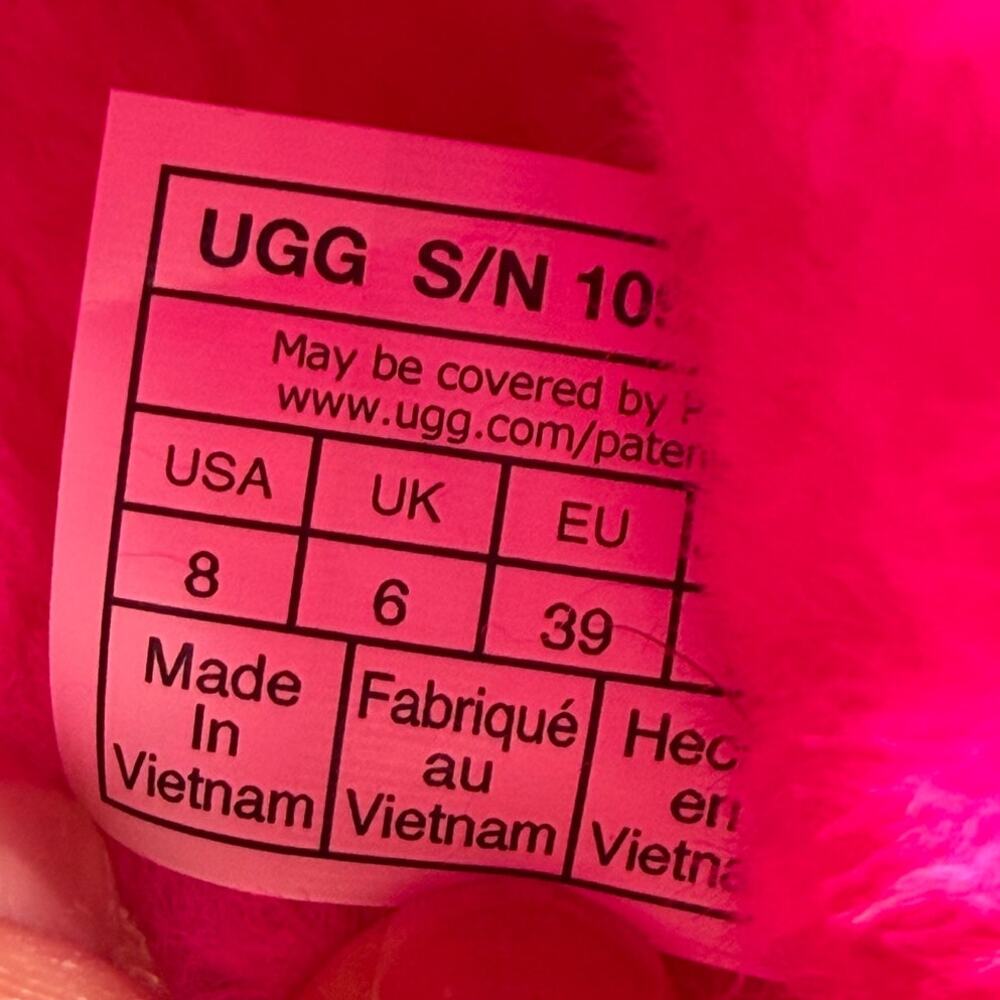 UGG Women 8 Pink NWOT Fluff Yeah Rock Shearling Slingback Slippers Sandals Shoes - Picture 2 of 11